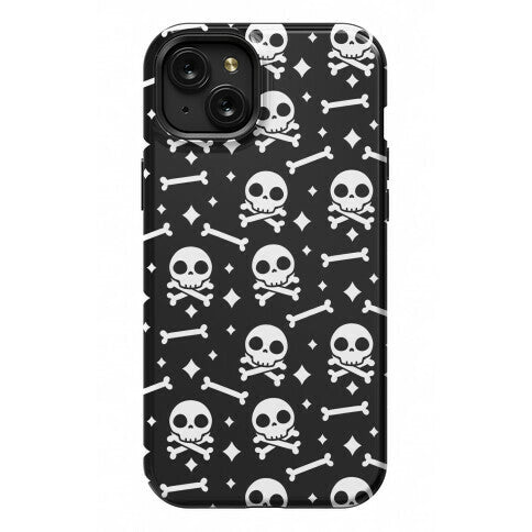 Cute Skull N' Bones Pattern (Black) Phone Case